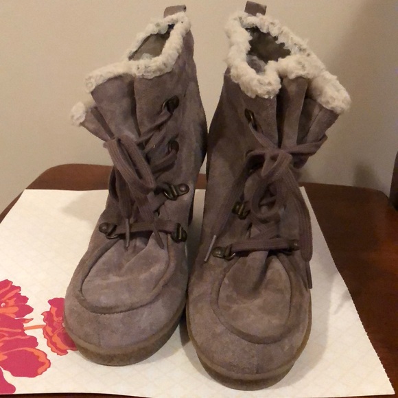 Cute wedge suede/fur boots - Picture 2 of 8